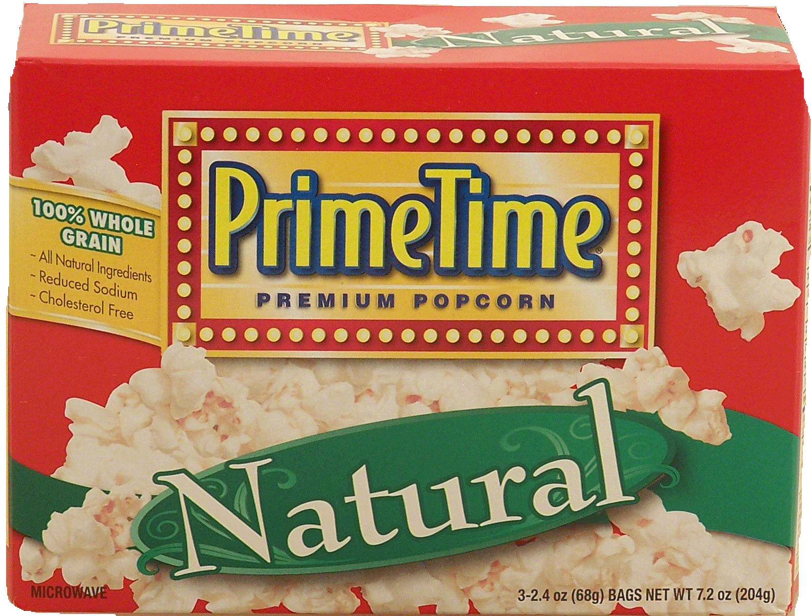 Prime Time  natural microwave popcorn, 3-2.4 oz bags, 100% whole grain Full-Size Picture